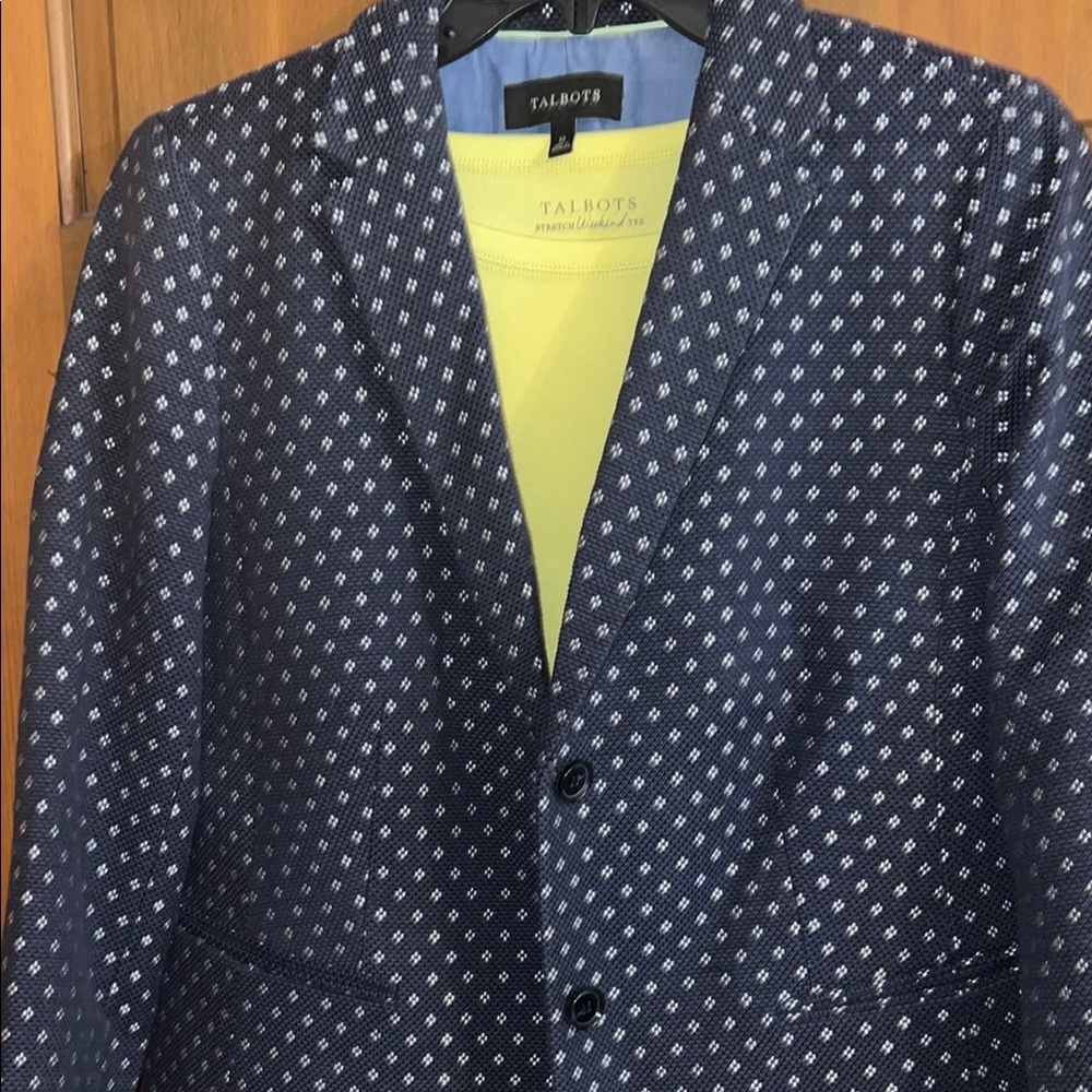 Talbots Navy Patterned Blazer, size 12, with shirt underneath to match/contrast